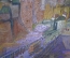 Картина "Вид на жилую застройку Васильевского спуска в начале 30-х годов. Оргалит, масло. Кремль"