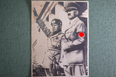 Почтовая открытка "Бенито Муссолини и Адольф Гитлер на параде нацистов". 3-й Рейх, Оригинал.