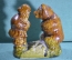 Керамическая статуэтка "Мужик и медведь". "Вершки и корешки". Обливная керамика.