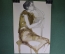 Картина, рисунок "Уставшая женщина на стуле". Бумага, акварель.
