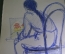 Картина, рисунок "Девушка на стуле". Бумага, карандаш.