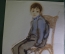 Картина, рисунок "Мальчик на стуле". Бумага, карандащ.