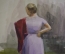 Картина, рисунок "Женщина, вид сзади". Бумага, акварель.