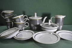 Сервиз фарфоровый, набор посуды на 5 персон (15 предметов). Фарфор из ГДР.