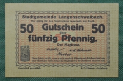 Бона, банкнота 50 пфеннигов, Германия, Швальбах.
