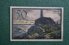 Бона, банкнота 50 пфенингов 1921 года. Йена, Тюрингия, Германия. Башня (Fuchsturm).