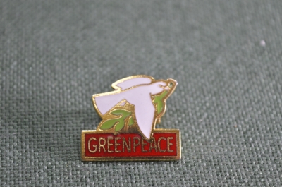 Знак, значок "Гринпис" Greenpeace, Великобритания, латунь, гор. эмаль, нечастый