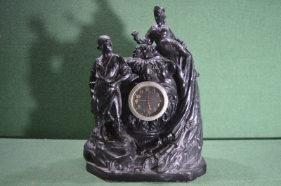 Каминные часы "Хозяйка медной горы и Данила мастер", (под Касли). Силумин, танковые часы. СССР.