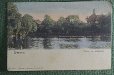 Старинная открытка "Озеро. Ванзе / Wannsee".  Чистая, № 1025. Германия. Начало XX века.