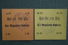 Нотгельды города Гура, Гурау (5 и 10 пфеннигов). Guhrau, Польша. 1914 год.