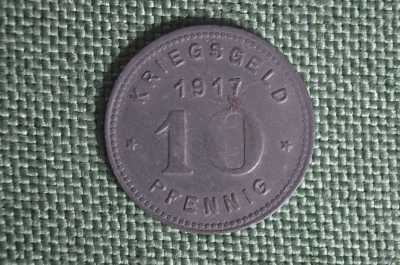 Нотгельд (кригсгельд) 10 пфеннигов, город Виттен, Германия. 1917 год. Kriegsgeld Stadt Witten