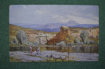 Открытка старинная "Бедуины. Иордания". Просмотрено военной цензурой. 1945 год.