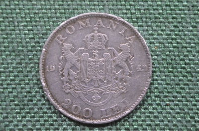 Монета 200 лей 1942 года, Румыния. 200 Lei, Romania. Серебро.