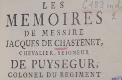 Книга старинная "Воспоминания мессира Жака де Шастене рыцаря". Les Mémoires De Messire. 1747 год.