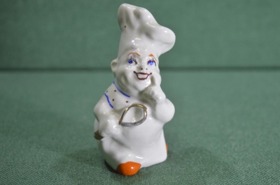 Солонка, перечница, фигурка фарфоровая "Повар, поваренок". Фарфор, Сысерть. 