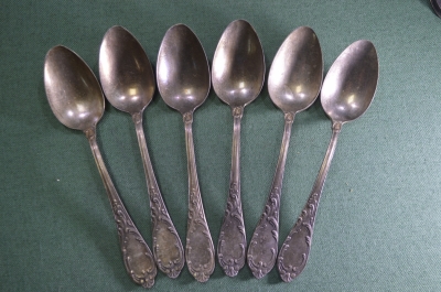 Ложки 20,5 см. (6 штук). ЗИШ, Мельхиор. МНЦ-15-20. СССР.