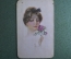 Открытка старинная "Женщина с розой". Erkal. Европа, 1919 год.