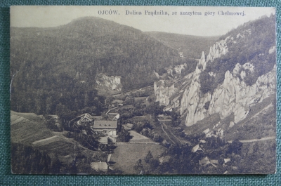 Открытка старинная "Долина реки Прондник. Dolina pradnika". Ойцув, Ojcow. Krakowski, Польша