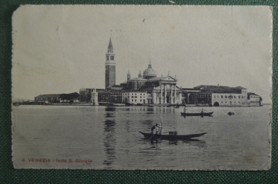 Открытка старинная "Венеция. Собор Базилика Сан-Джорджо" Гондолы. Venezia Isola di S.Giorgio. Италия