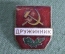 Знак значок "Дружинник ДНД". Тяжелый металл. Горячая эмаль. СССР.