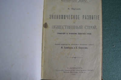 Книга "Экономическое развитие и общественный строй". К. Каутский. Общественная польза. СПБ, 1905 г.