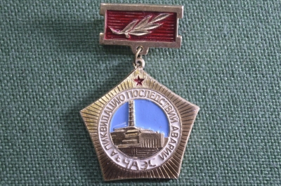 Знак, значок "ЧАЭС За ликвидацию последствий аварии". Чернобыль, атомная станция. Подвесной. СССР.