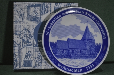 Тарелка рождественская настенная "Церковь в Швезинге 1994 год". Новая, в коробке. Dawartz Дания