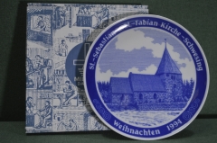 Тарелка рождественская настенная "Церковь Св. Себастьяна 1994 г". Новая, в коробке. Dawartz Германия