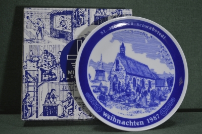 Тарелка рождественская настенная "Церковь Св. Якоба 1987 год". Новая, в коробке. Dawartz Германия.