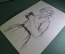Картина, рисунок "Пожилая женщина с сумочкой". Бумага, карандаш.