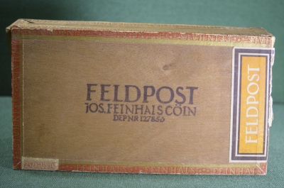 Коробка деревянная, сигарная "Feldpost". Военно-полевая почта, Германия, середина 20 века.