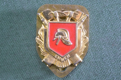 Знак значок "Пожарный пожарник ВДПО Emmen". Тяжелый металл. Европа. 