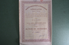 Геология и нефтедобыча, компания "Геонафте" (Geologique & Petrolifere Geonafte). Акция, 1923 год.