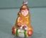 Игрушка елочная новогодняя "Мальчик на санках". Стекло. СССР. #1