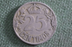 Монета 25 сантимов 1925 года, Испания, PC S. Каравелла. Centomos, Espana. #2