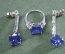 Комплект ювелирный серьги + кольцо с синим камнем " APM Monaco". Серебро 925 проба.