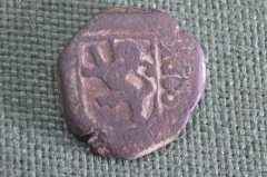 Монета старинная пиратская 4 Мараведи. Средневековая Испания. Филипп. 17 век. #2