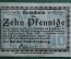 Бона, банкнота, Нотгельд 10 пфеннигов 1918 Annaberg (Аннаберг), Германия, нечастый