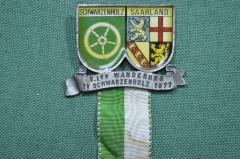 Знак маршевый туристический "Wanderung schwarzenholz 1977". Саарленд, Германия