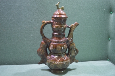 Кувшин, кумган "Рыбы", Скопинская обливная керамика, СССР.